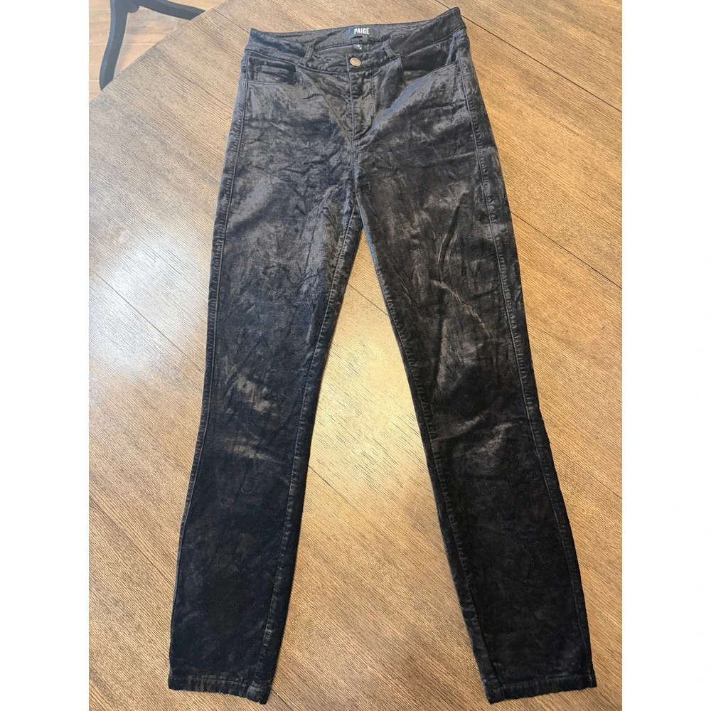 PAIGE Velvet‎ High Rise Skinny Pants Black Size 26 - Picture 2 of 7